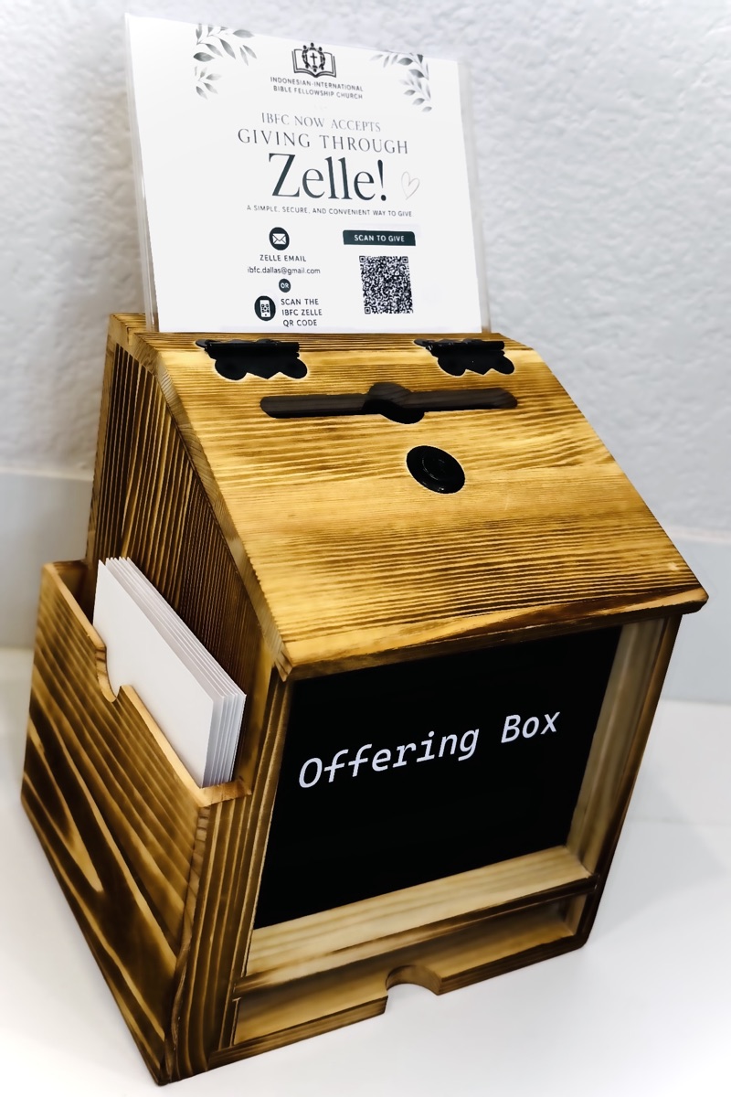 Our offering box at worship service