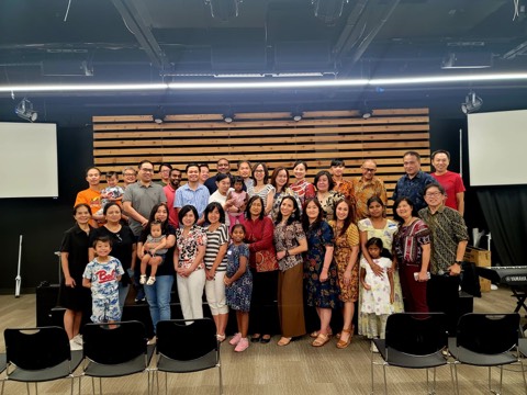 A photo of our church family gathering together.